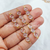 Faceted Rose Quartz Bar Shape Connector, 14K Gold Plated Connector & Charms, 2.5cm Faceted Charms Connector, Sold By Piece